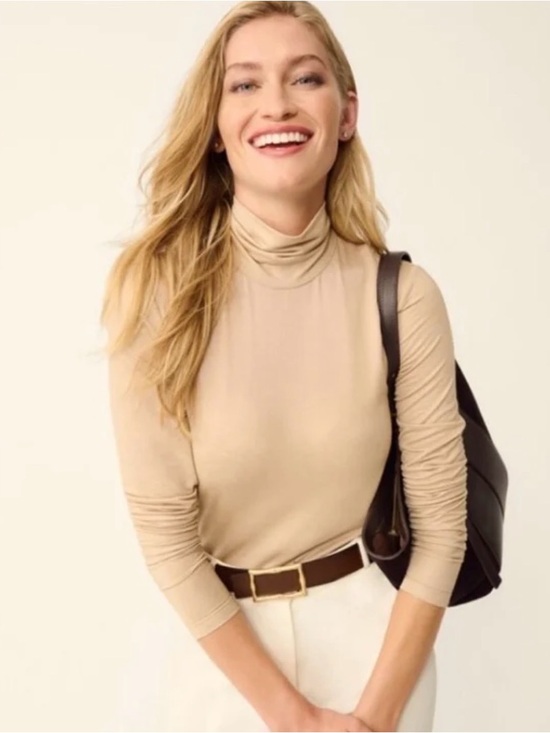 J. McLaughlin Tops - J. McLaughlin Metallic Gold Long Sleeve Nora Turtleneck top M Busines Casual
